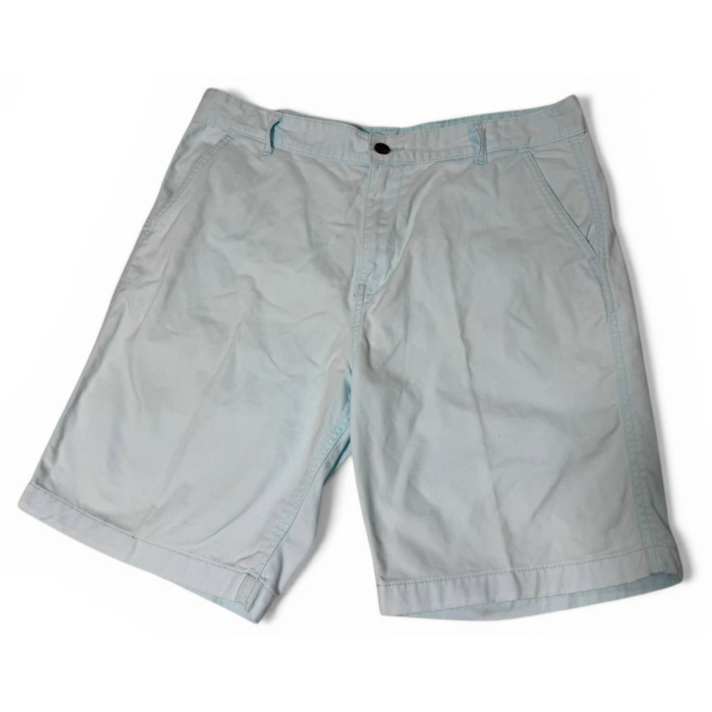 Faded Glory Shorts Mens Size 36 Light Blue Casual Chino Flat Front Cotton